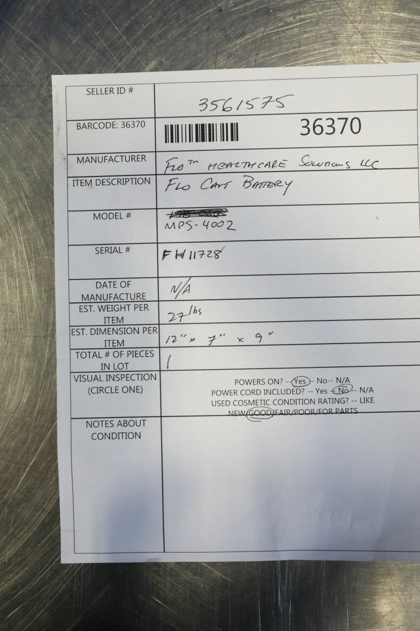 FLO HEALTHCARE SOLUTIONS MPS-4002 Power Supply