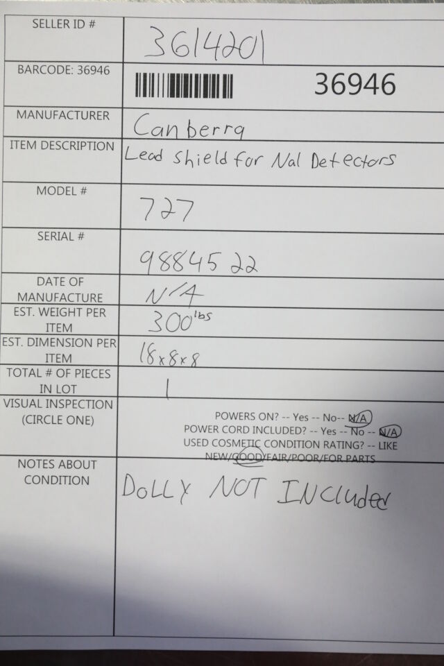 CANBERRA 727 Lead Shield for Nal Detectors