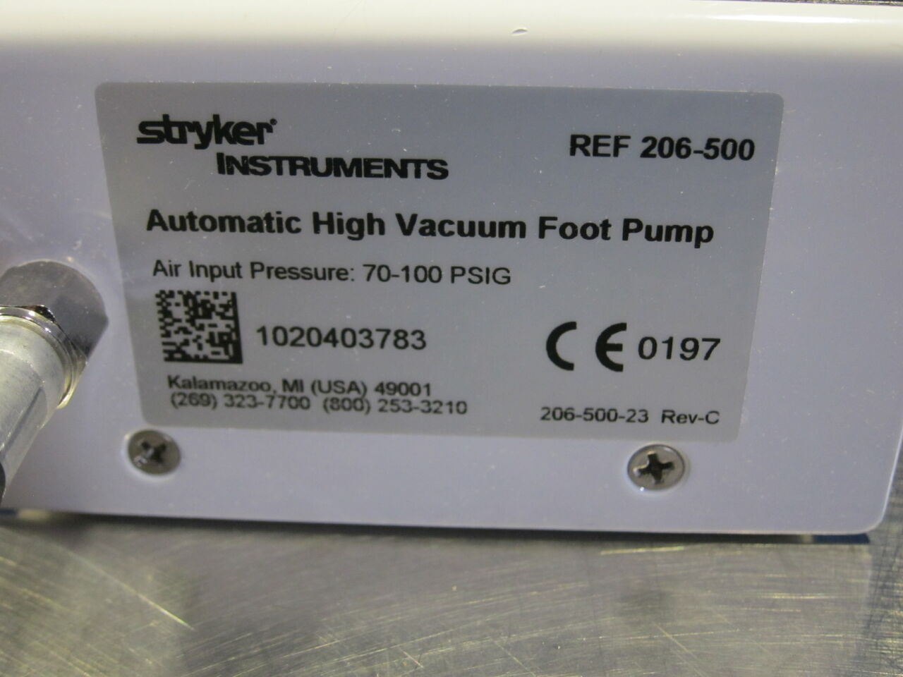 STRYKER 206-500 Vacuum Pump