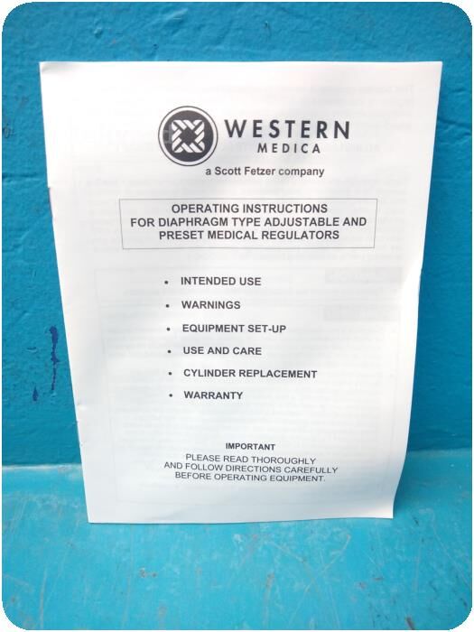 WESTERN MEDICA M1A-870-P Compressed Gas Regulator Oxygen Concentrator