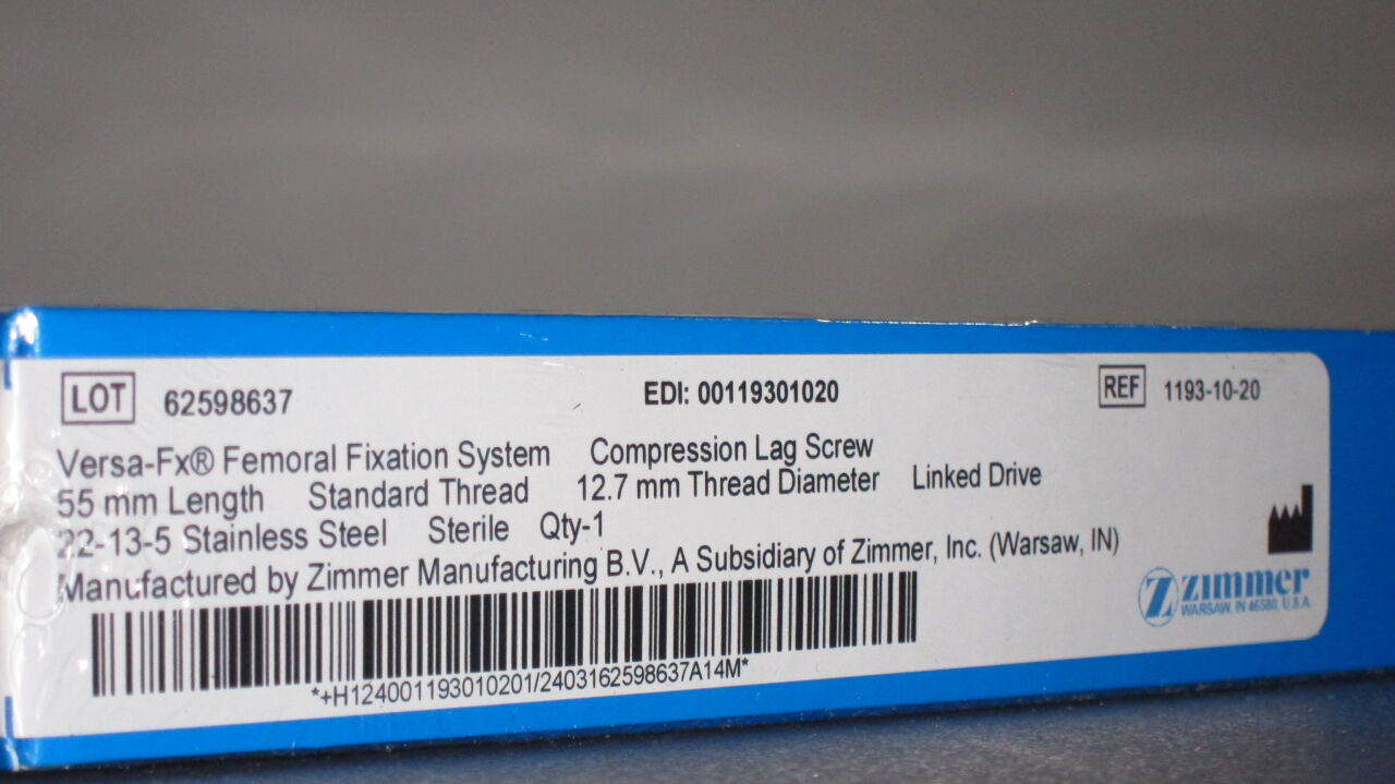 ZIMMER Versa FX Femoral Fixation System Compression Lag Screw - Lot of 10