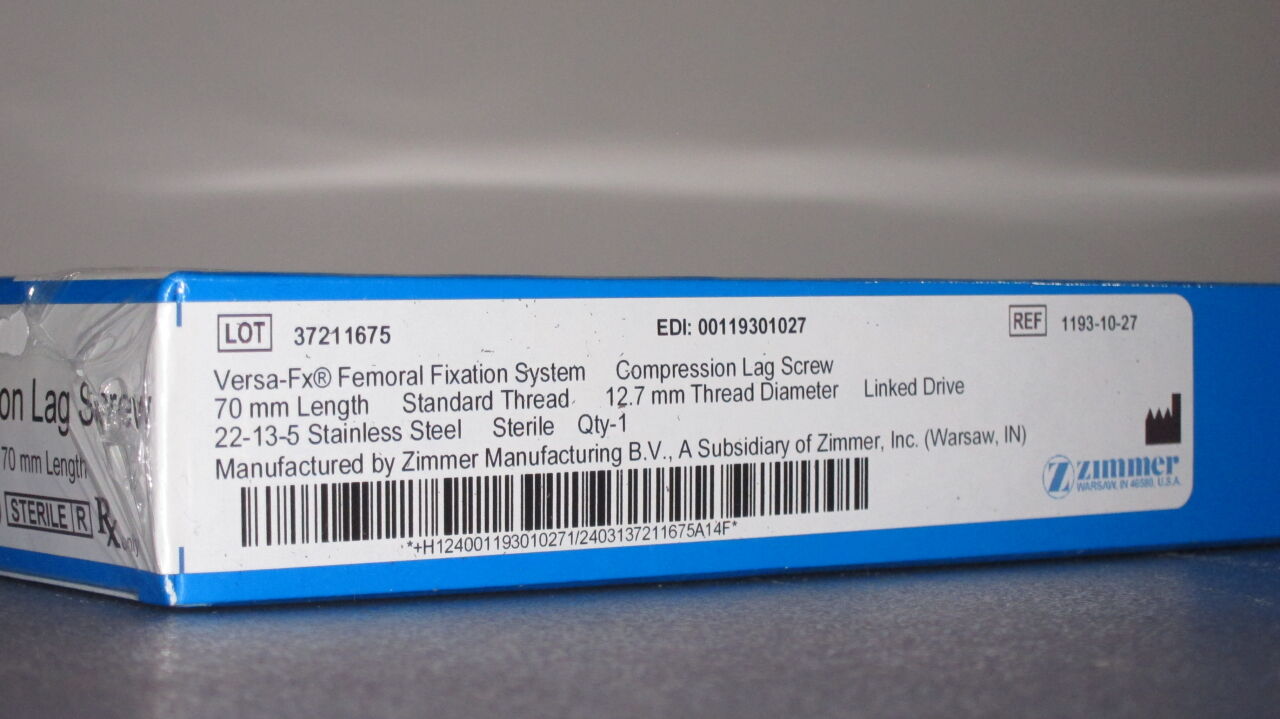 ZIMMER Versa FX Femoral Fixation System Compression Lag Screw - Lot of 10