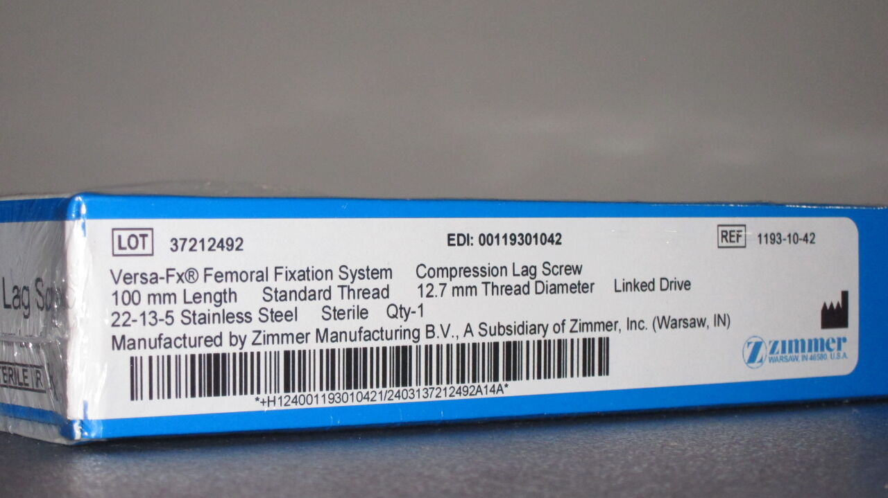 ZIMMER Versa FX Femoral Fixation System Compression Lag Screw - Lot of 10