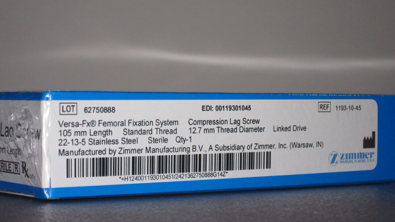 ZIMMER Versa FX Femoral Fixation System Compression Lag Screw - Lot of 10