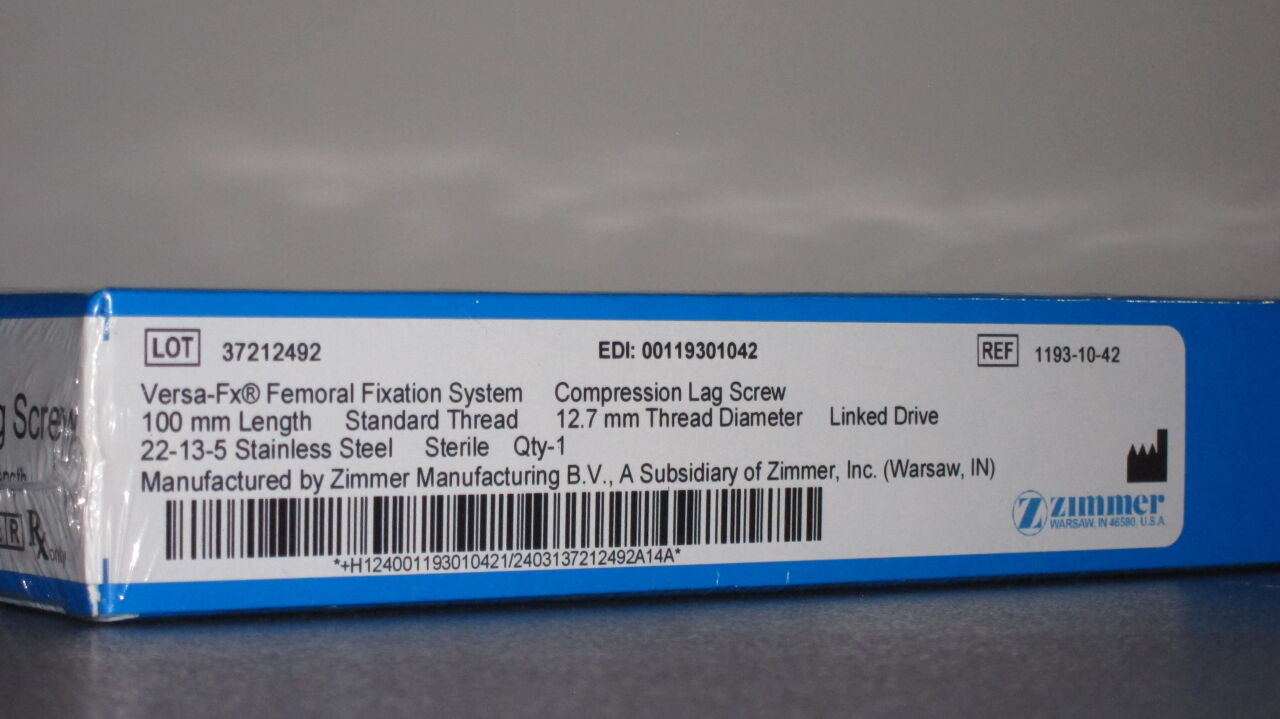 ZIMMER Versa FX Femoral Fixation System Compression Lag Screw - Lot of 15