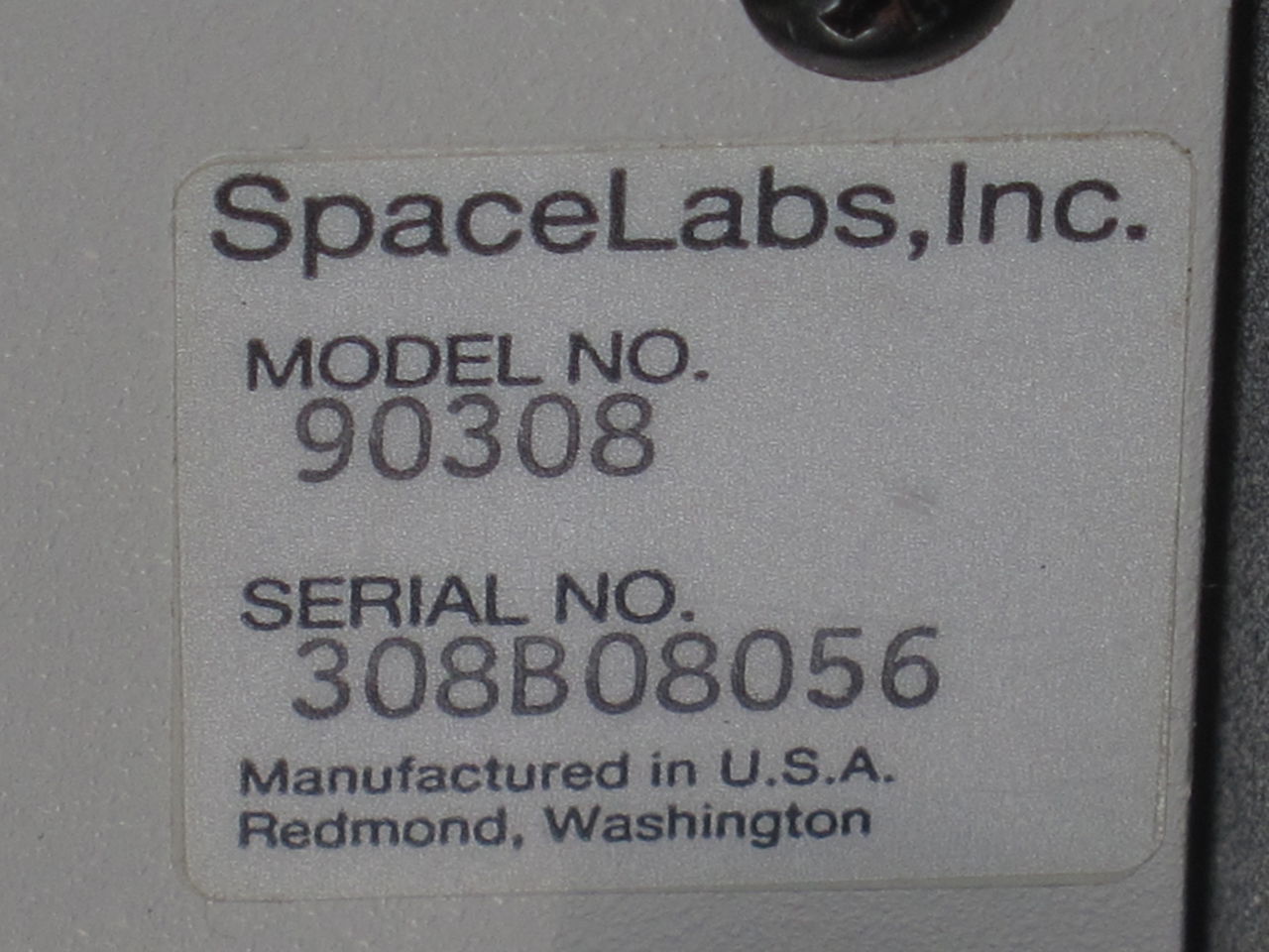 SPACELABS INC. 90308 Monitor
