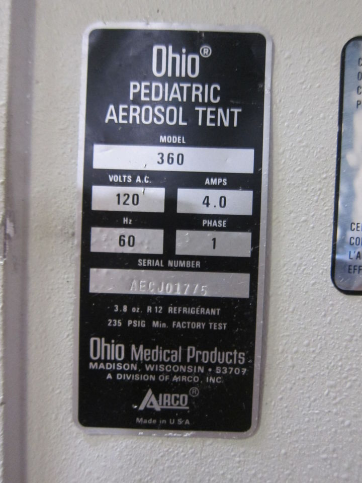 OHIO MEDICAL PRODUCTS 360 Oxygen Tent
