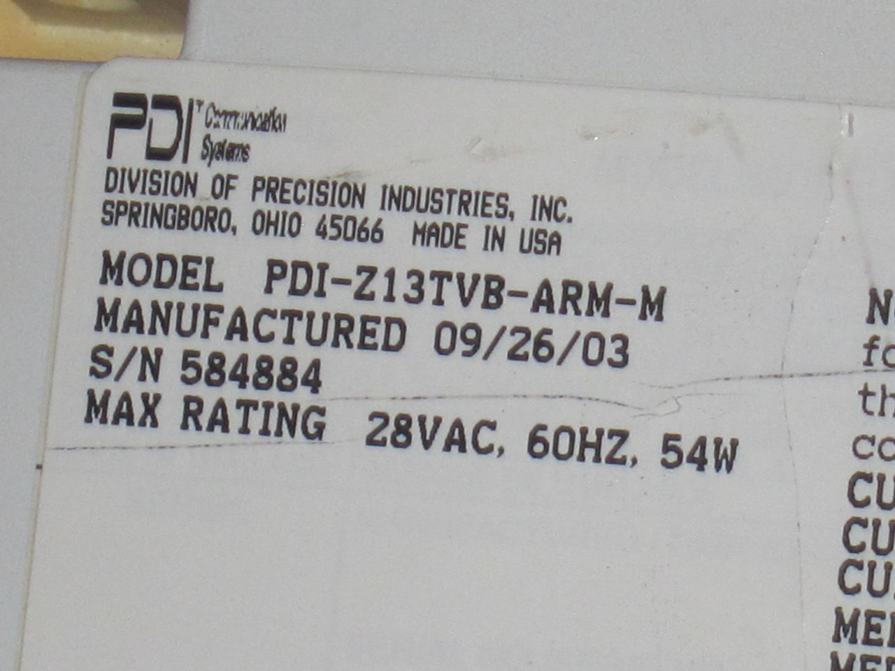 PDI -Z13TVB-ARM-M - Lot of 4 Monitor