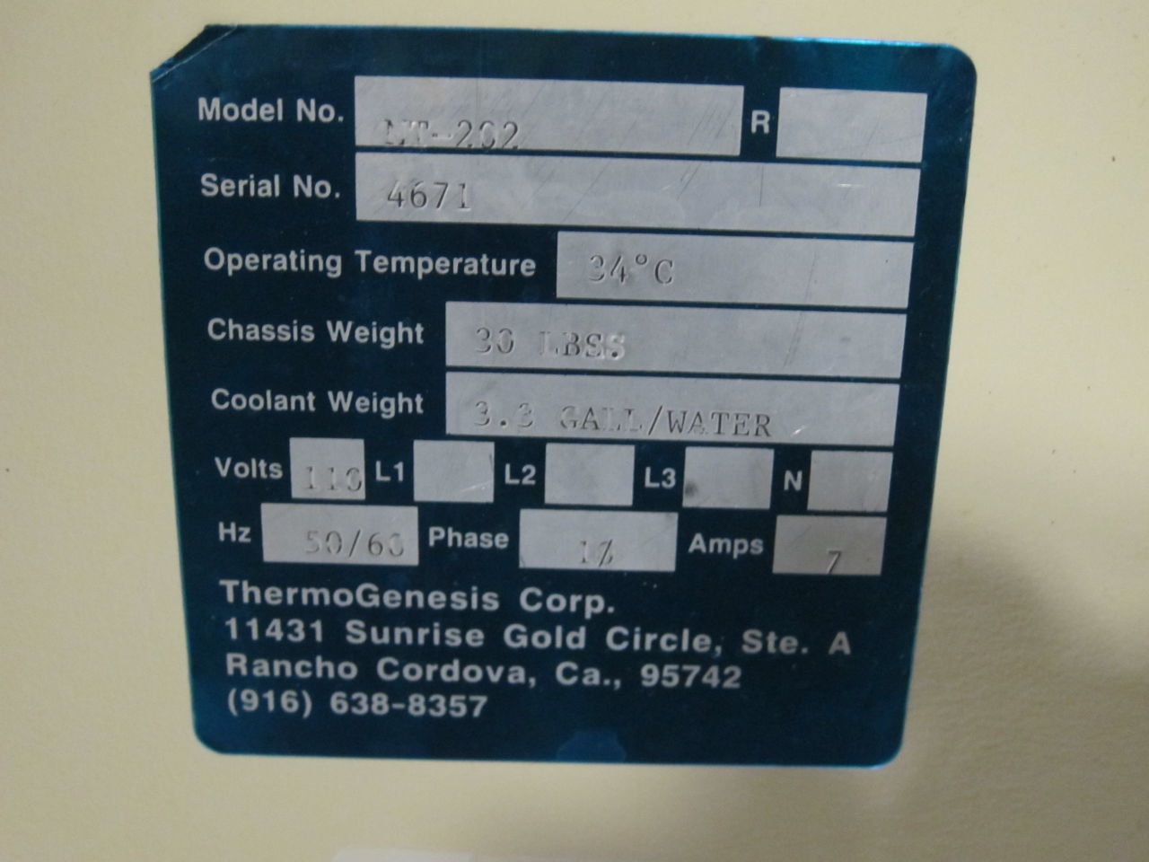 THERMOGENESIS MT-202 Thawing System Blood Warmer