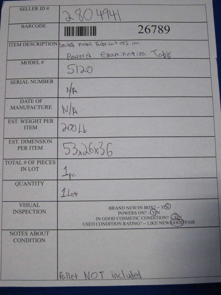 UMF 5120 Exam Table