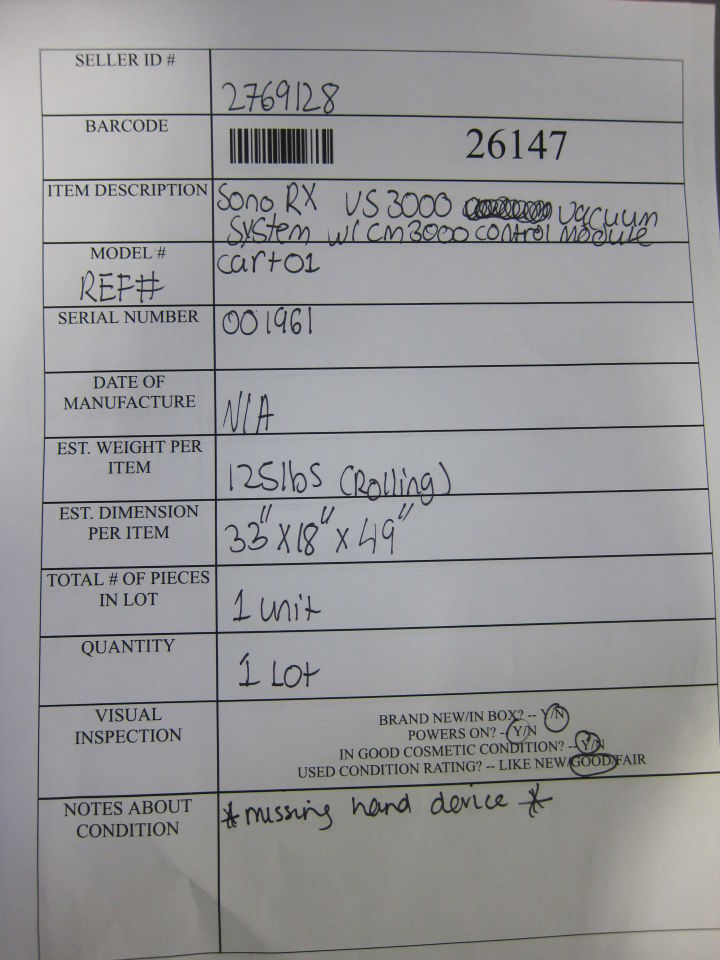 SENORX VS3000 Biopsy Unit