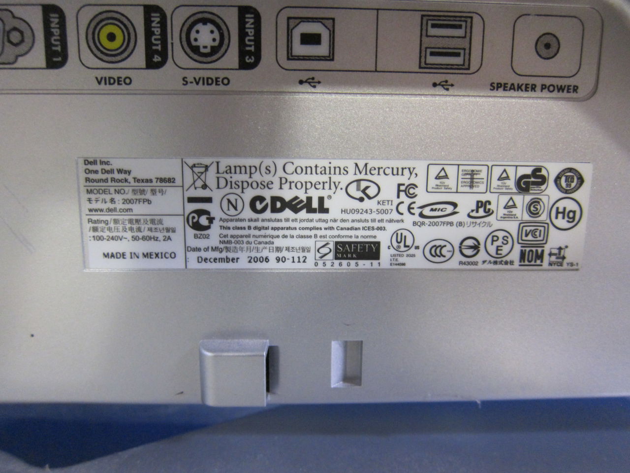 DELL 2007FPB Display Monitor