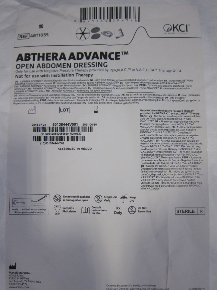 KCI USA Abthera Advance Open Abdomen Dressing - Lot of 5