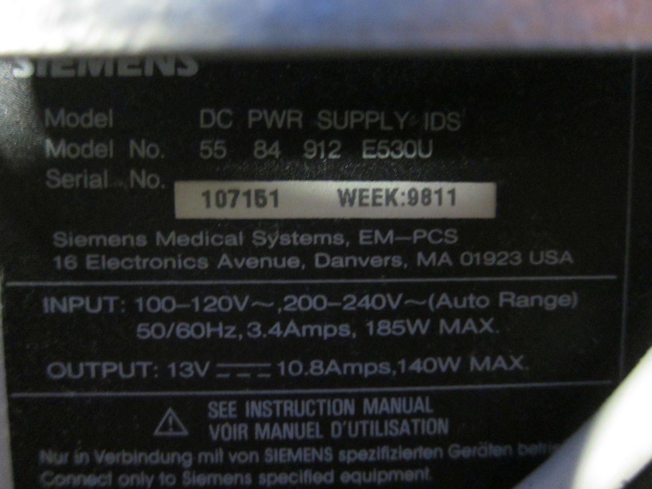 SIEMENS DC Pwr Supply IDS Power Supply