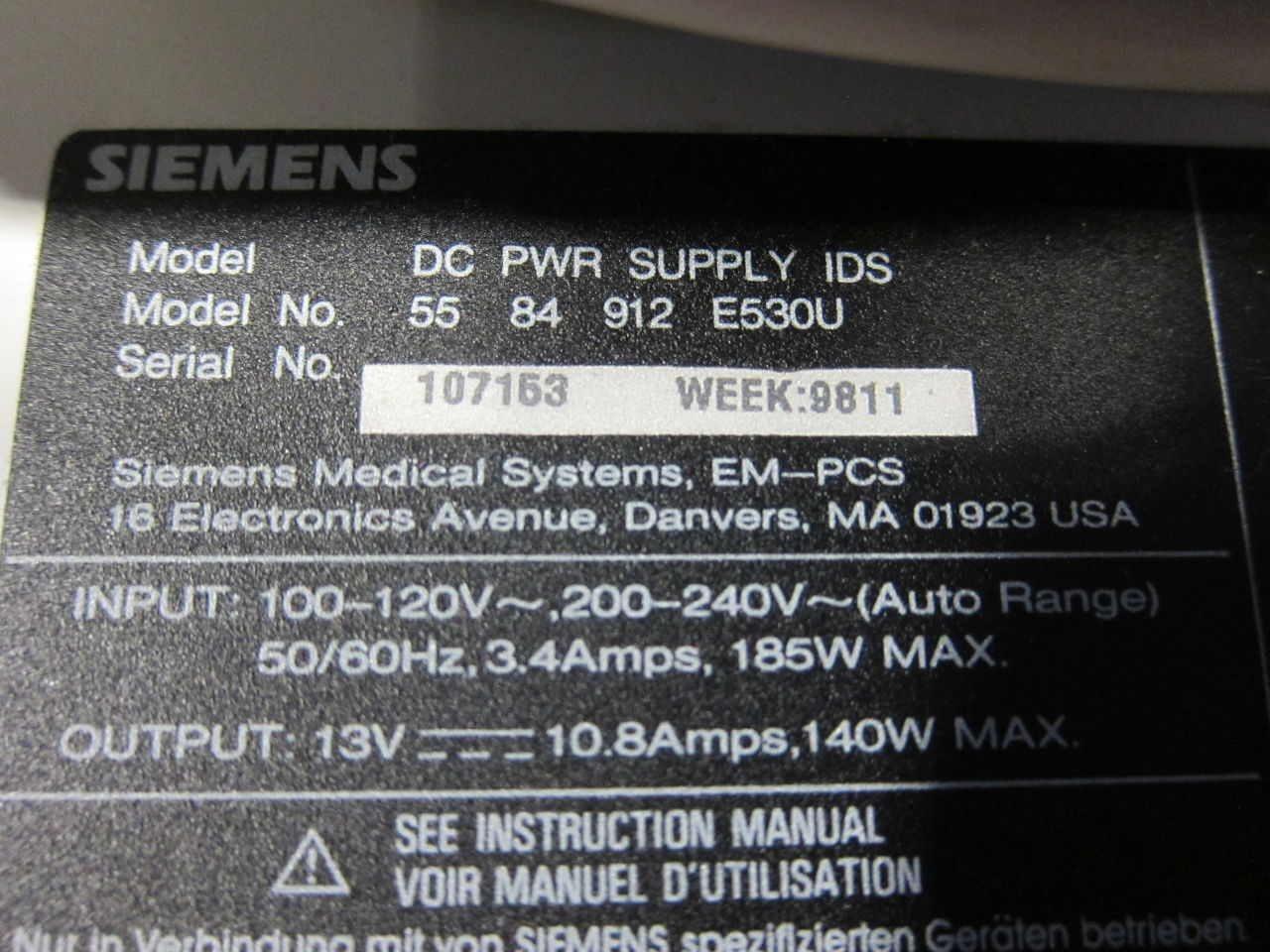 SIEMENS DC Pwr Supply IDS Power Supply
