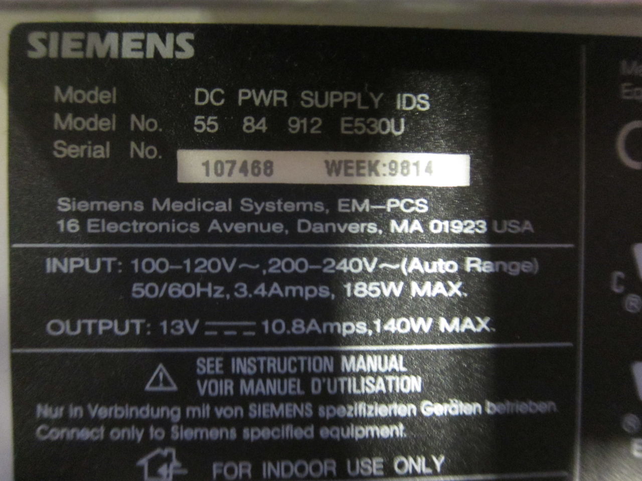SIEMENS DC Pwr Supply IDS Power Supply