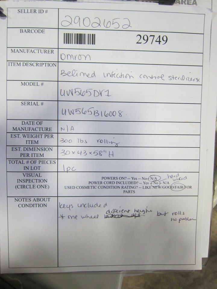 OMRON Belimed Ultrasonic Sterilizer