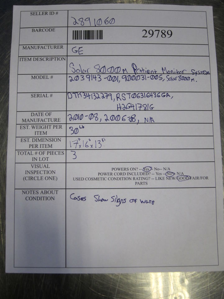 GE Solar 8000M Monitor