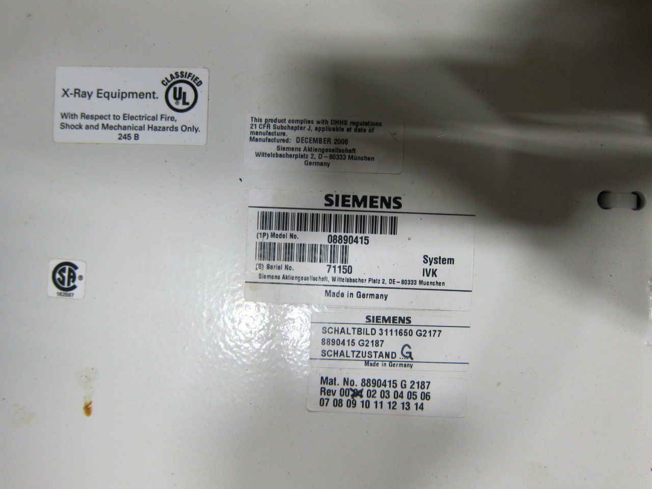 SIEMENS Axiom Sireskop SD S3, Polydoros SX65 Digital Pediatric Rad/Fluoro Room