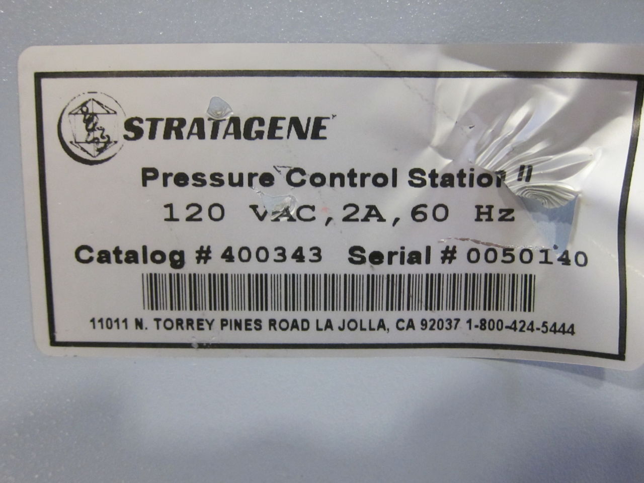 STRATAGENE 400343 Pressure Control Station