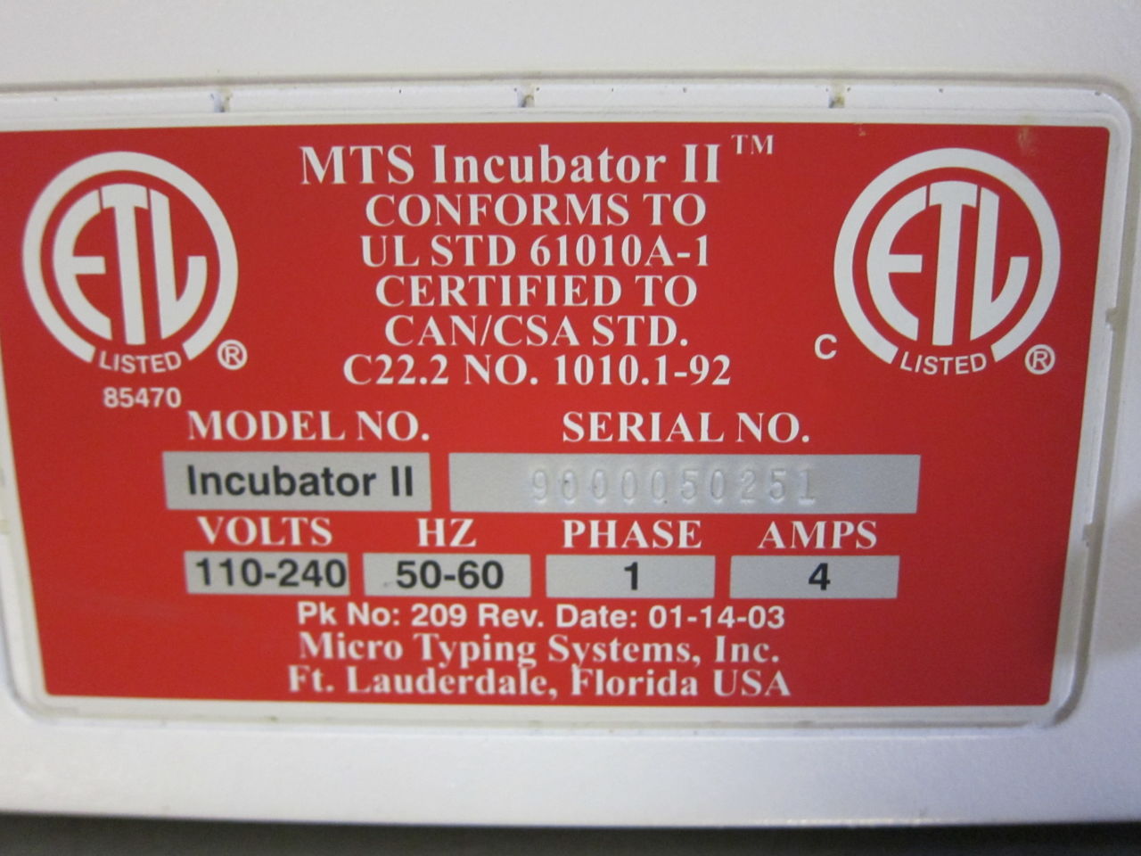 MTS Incubator II Incubator