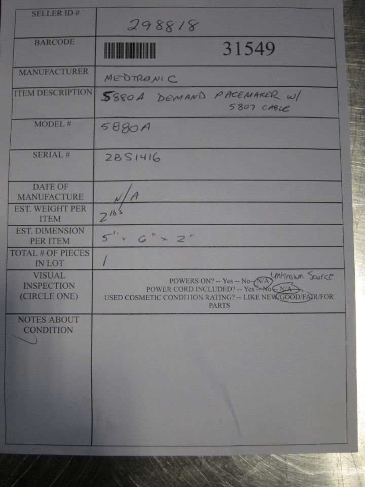 MEDTRONIC 5880A Demand Pacemaker