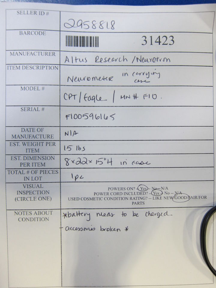 ALTUS RESEARCH CPT Eagle Neurometer