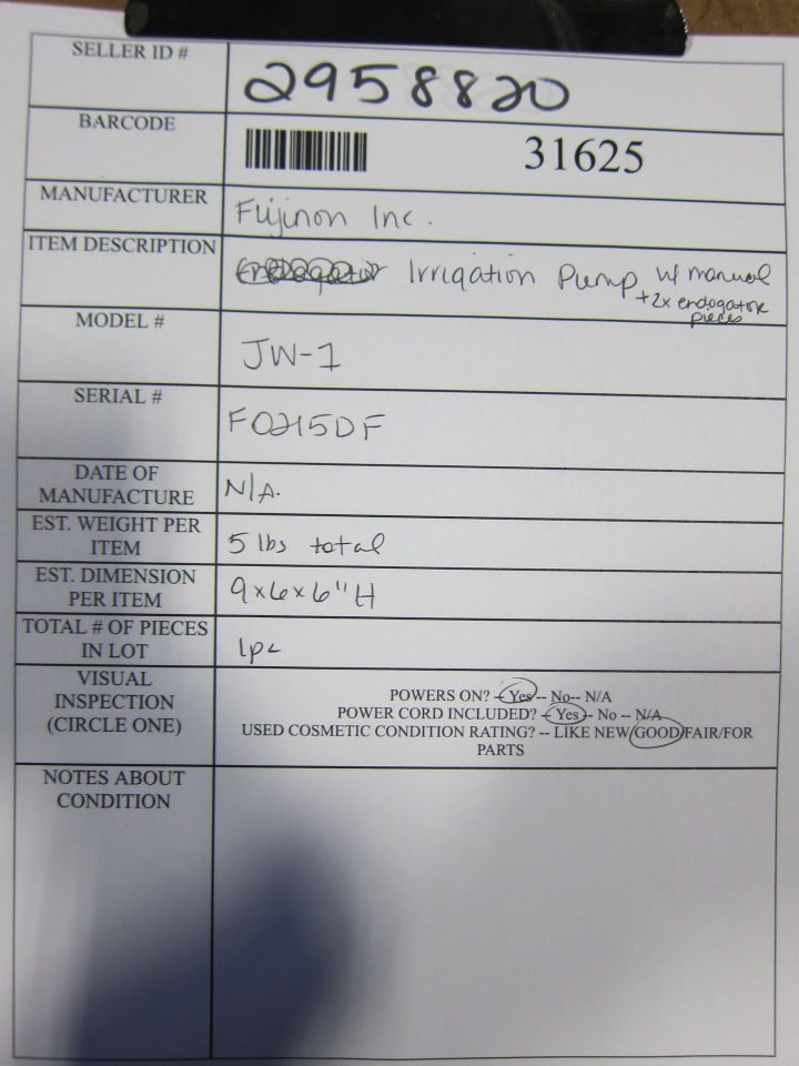 FUJINON JW-1 Arthroscopy Pump