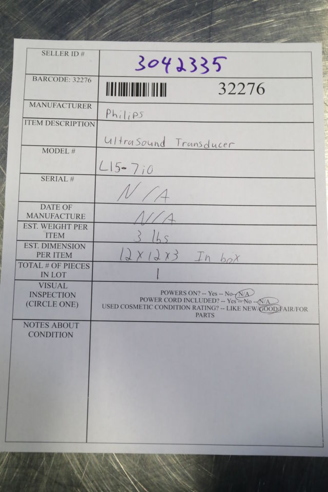 PHILIPS L15-7i0 Ultrasound Transducer