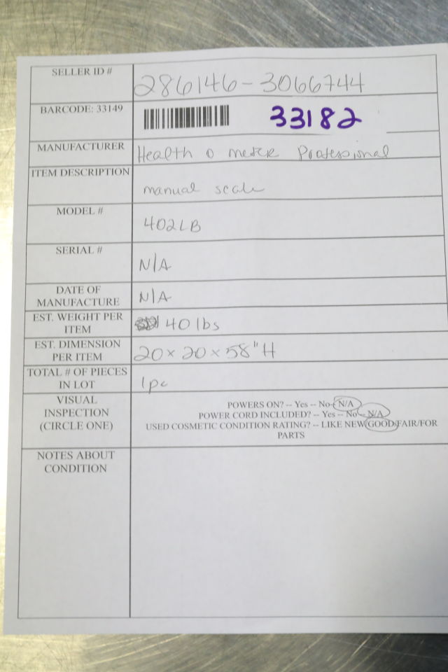 HEALTH O METER 402LB Scale