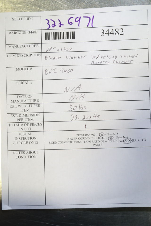 VERATHON BVI 9400 Bladder Scanner Urology