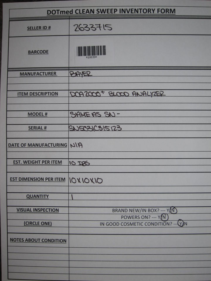 BAYER DCA 2000+ Blood Analyzer
