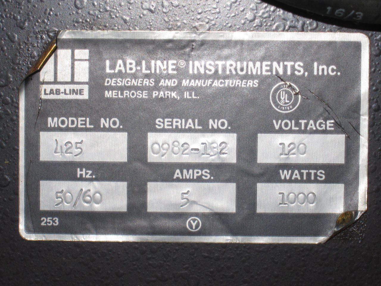 LAB-LINE INSTRUMENTS 425 Incubator