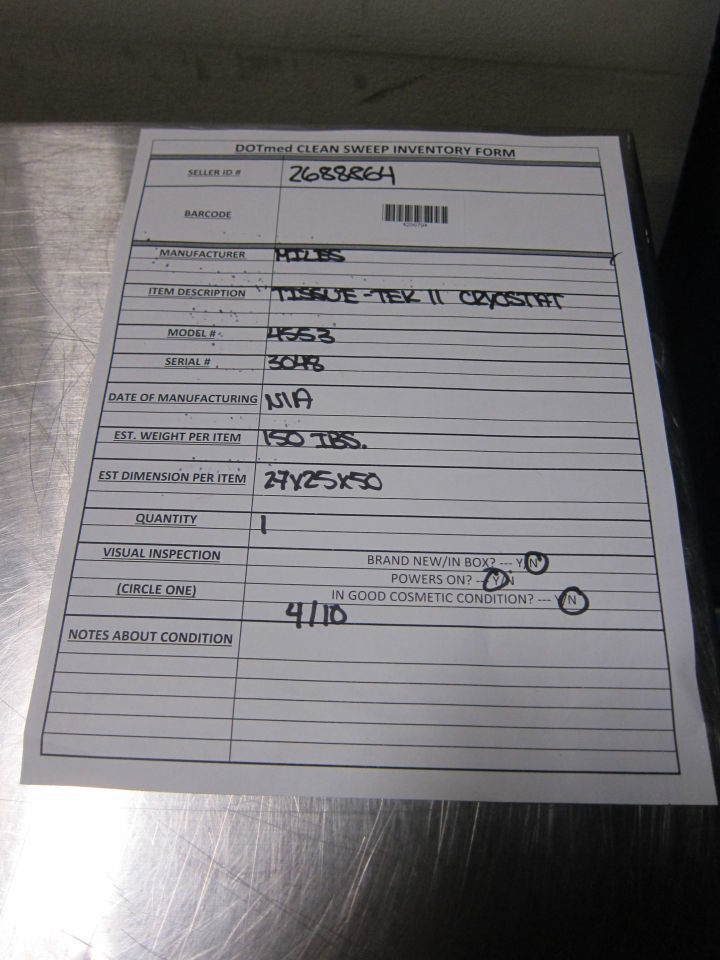 MILES Tissue-Tek II Cryostat