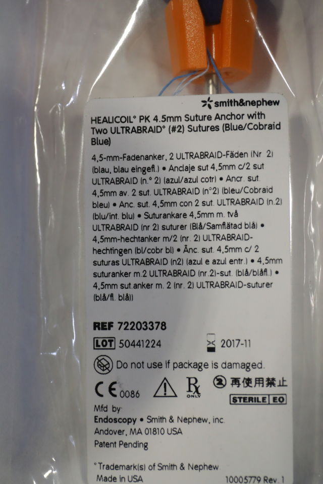SMITH & NEPHEW 72203378 Suture Anchor w/ Ultrabraid Sutures