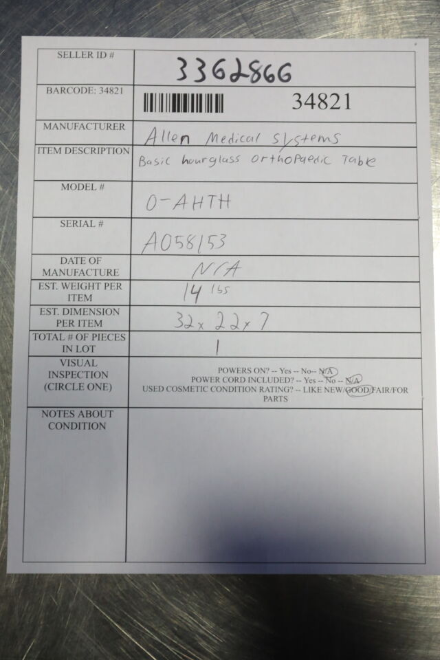 ALLEN MEDICAL SYSTEMS 0-AHTH - Extension Only Orthopedic Table