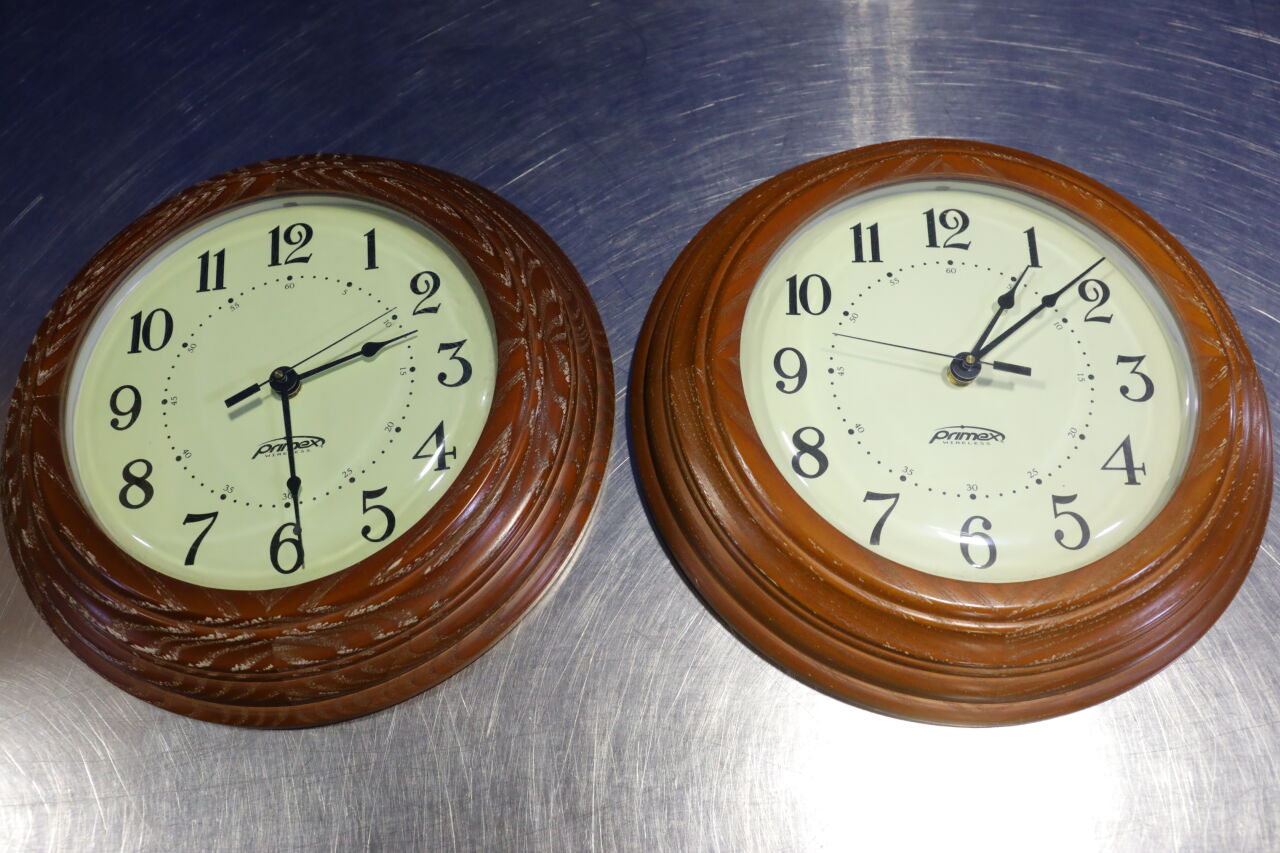 PRIMEX Wood Series Analog Wall Clocks - Lot of 2