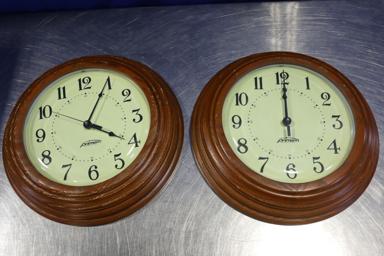 PRIMEX Wood Series Analog Wall Clocks - Lot of 2