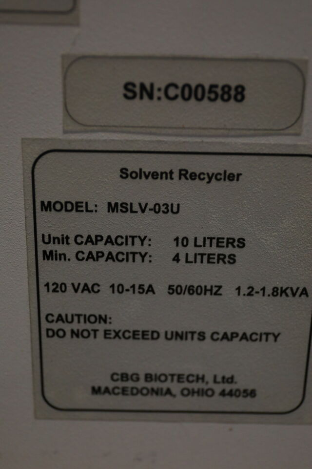 CBG BIOTECH MSLV-034 Solvent Recycler
