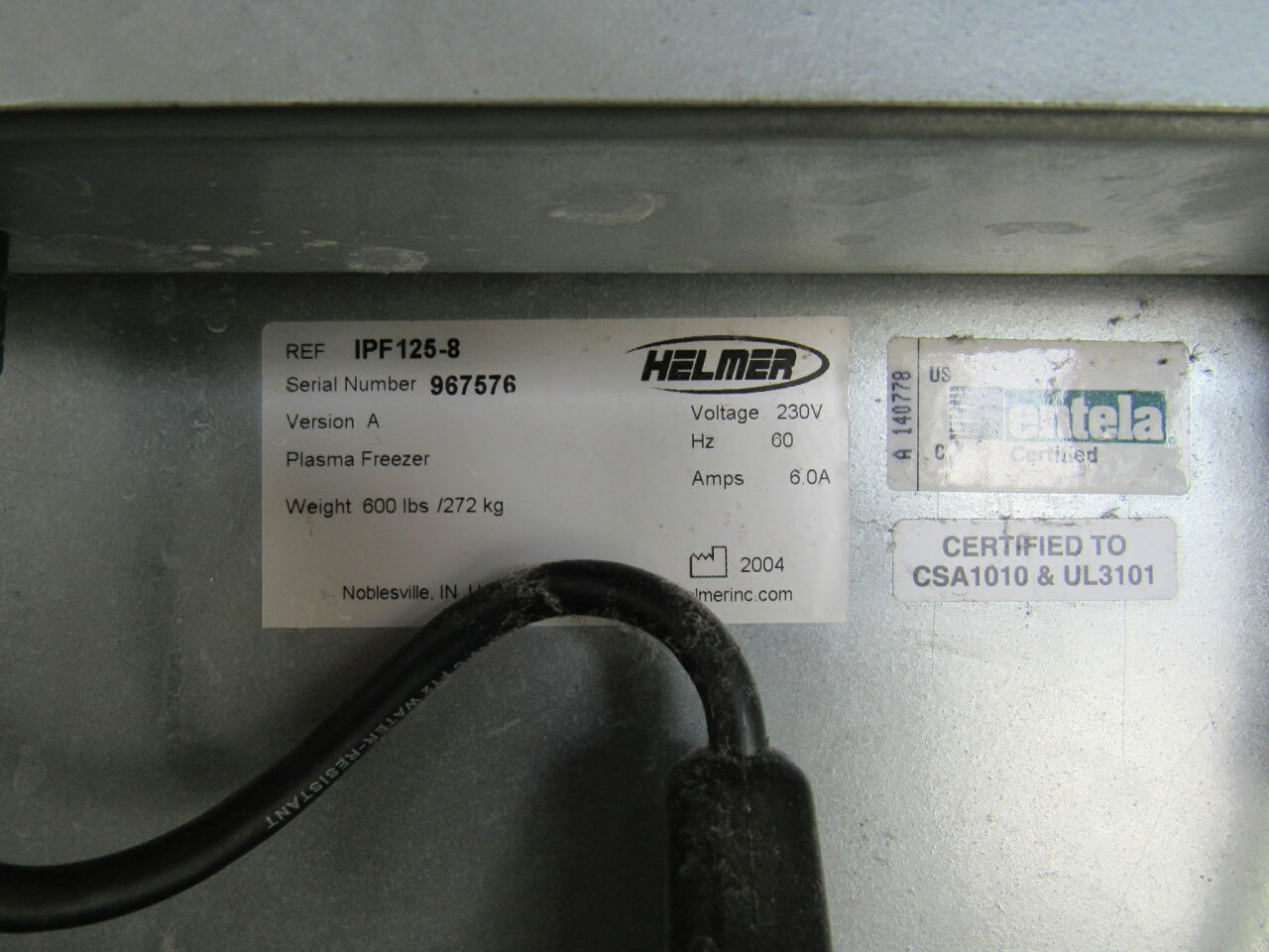 HELMAN IPF 125-8 Plasma Refrigerator Freezer