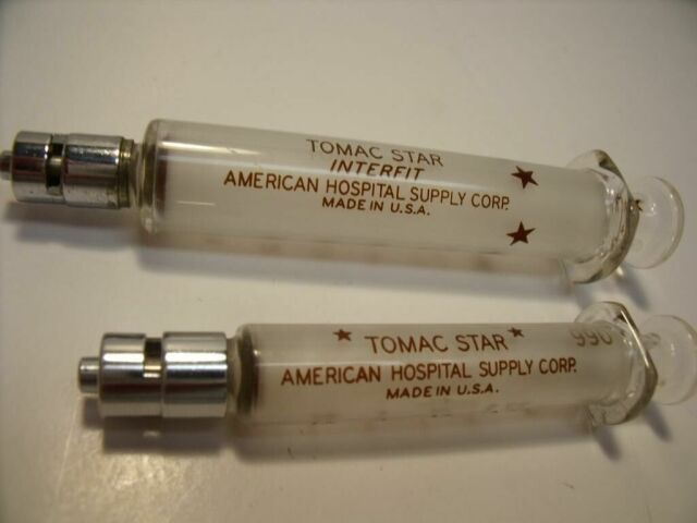 TOMAC STAR INTERFIT, R488 2 ANTIQUE GLASS SYRINGES