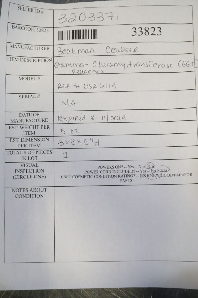 BECKMAN COULTER OSR6119 Gamma-Glutamyltransferase (GGT) Reloads