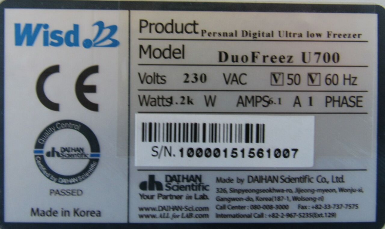 DATHAN SCIENTIFIC Duo Freezer U700 Refrigerator Freezer