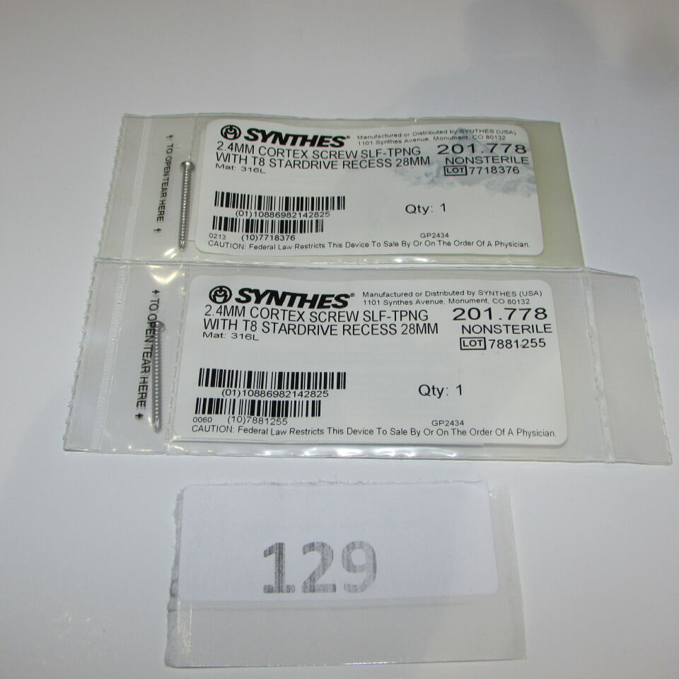 SYNTHES 201.778 SYNTHES 201.778 2.4MM CORTEX SCREW LOT OF 2