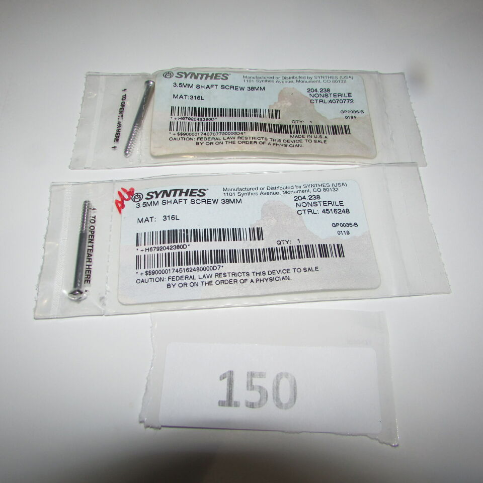 SYNTHES 204.238 SYNTHES 204.238 3.5MM CANNULATED SCREW LOT OF 2