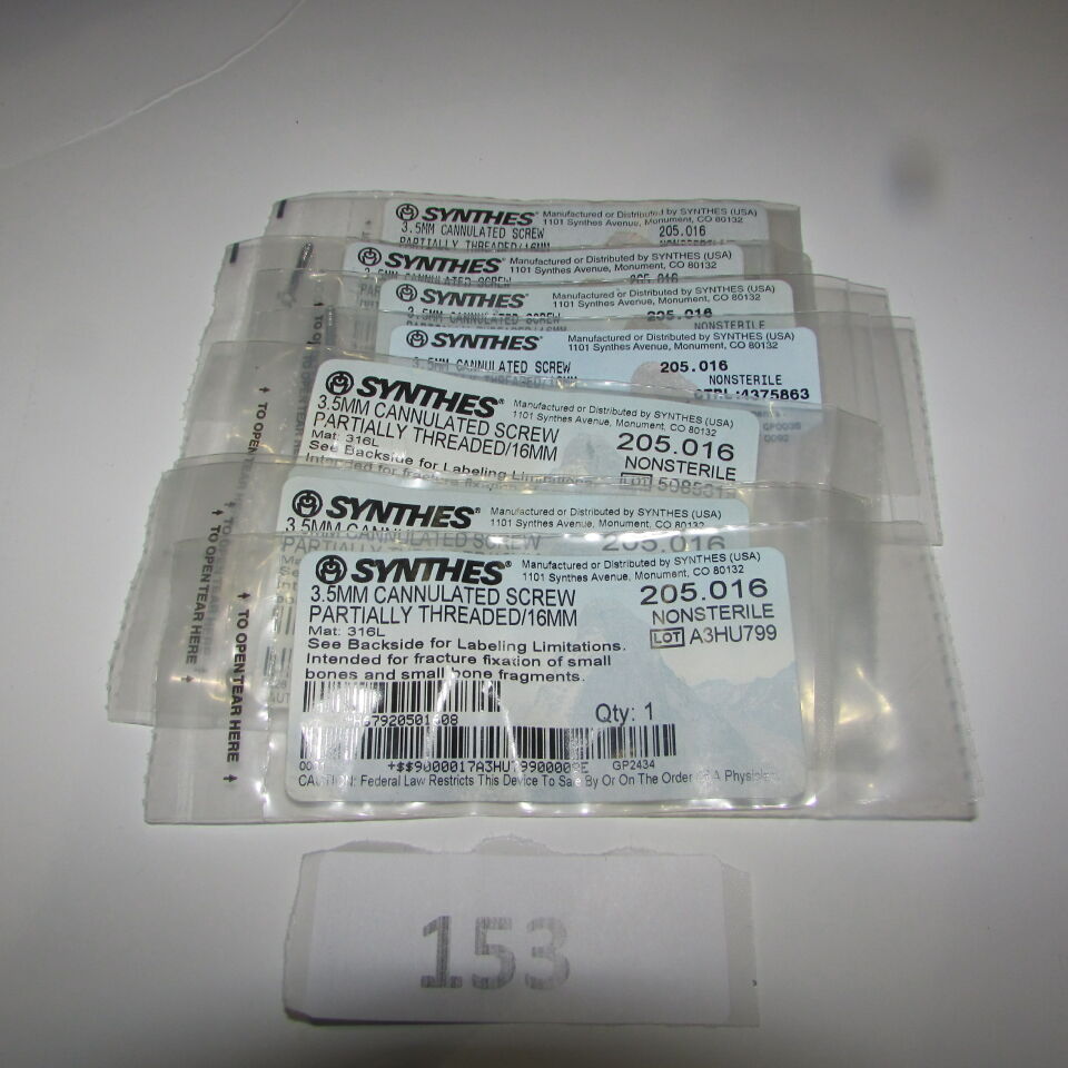 SYNTHES 205.016 SYNTHES 205.016 3.5MM CANNULATED SCREW LOT OF 8