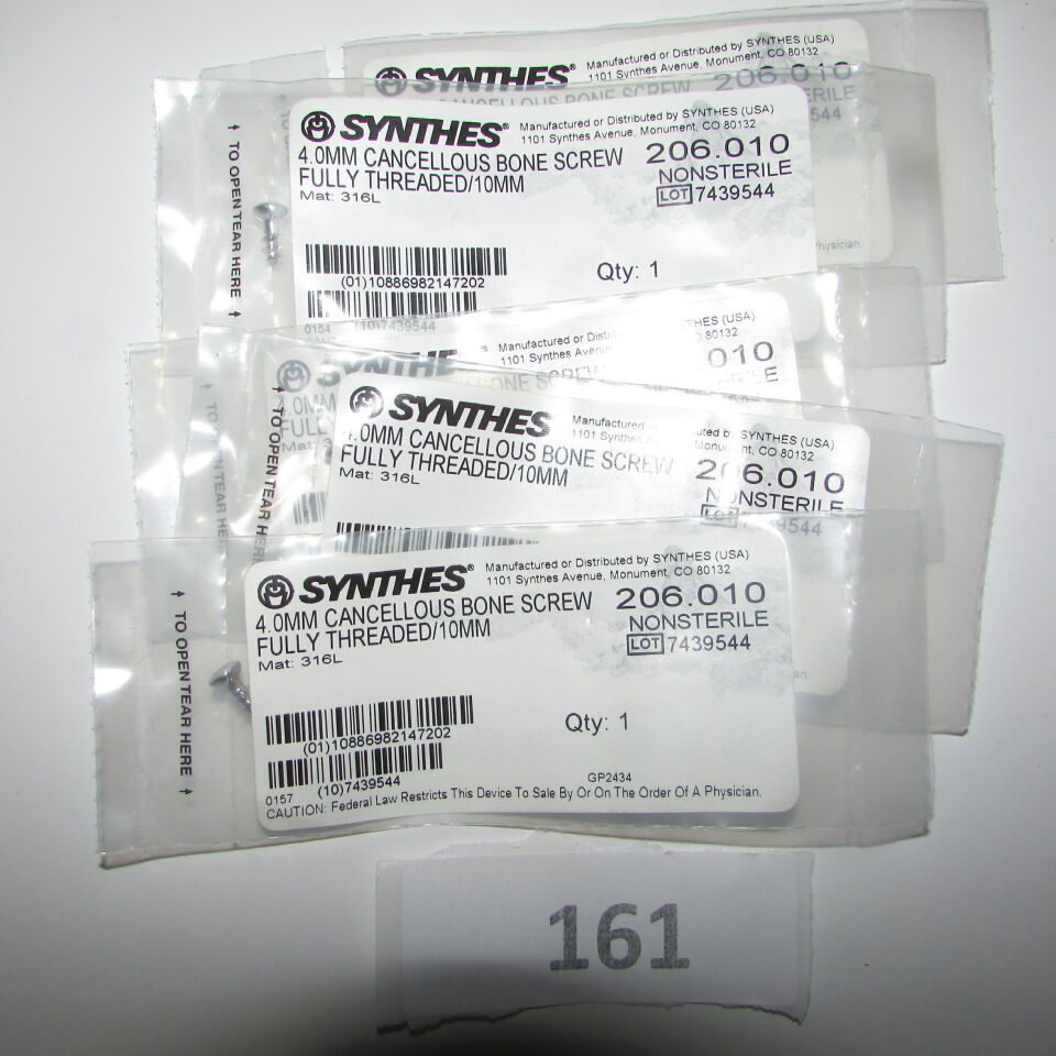 SYNTHES 206.01 SYNTHES 206.010 4.0MM CANCELLOUOUS BONE SCREW LOT OF 5