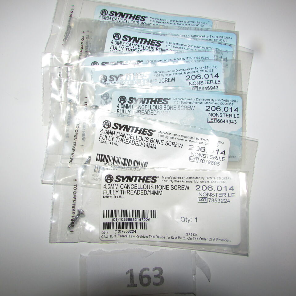 SYNTHES 206.014 SYNTHES 206.014 4.0MM CANCELLOUOUS BONE SCREW LOT OF 10