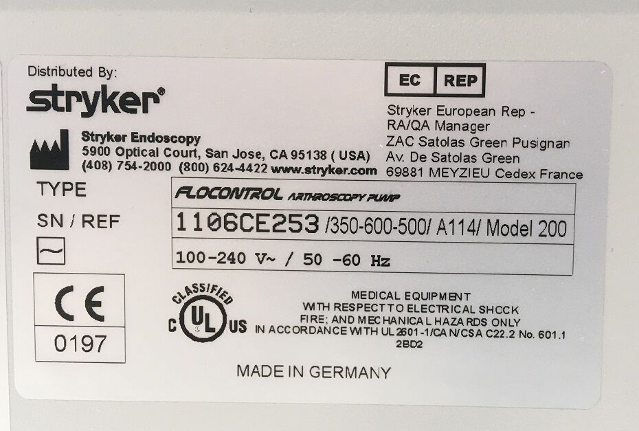STRYKER Flow Control Arthroscopy Pump