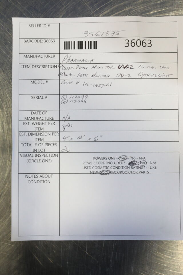 PHARMACIA UV-2 Monitor